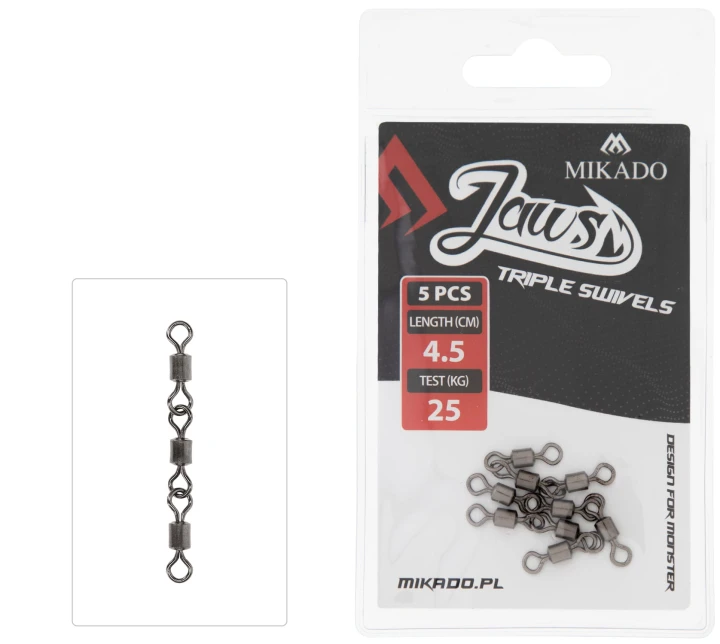 Krętlik jaws triple swivels 25kg