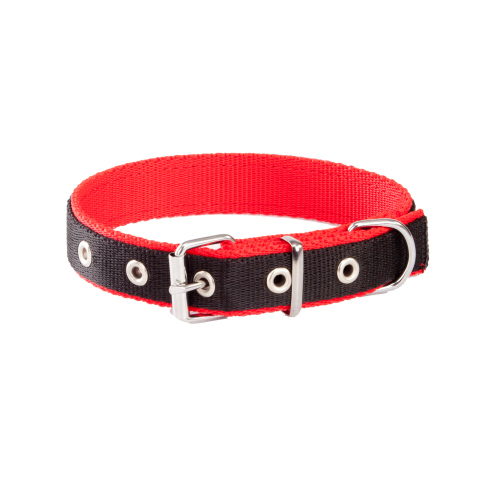 Obroża podwójna 50cm czarno-czerwona Dingo 13184
