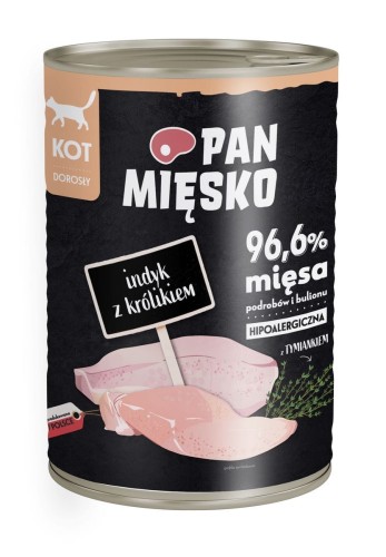 PAN MIĘSKO KOT INDYK/KRÓLIK 400G PUSZKA