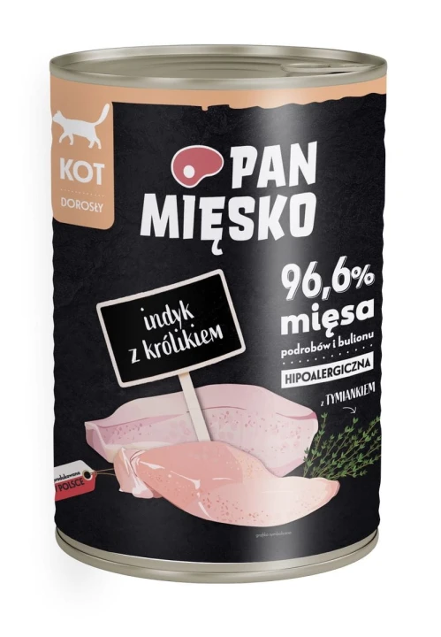 PAN MIĘSKO KOT INDYK/KRÓLIK 400G PUSZKA